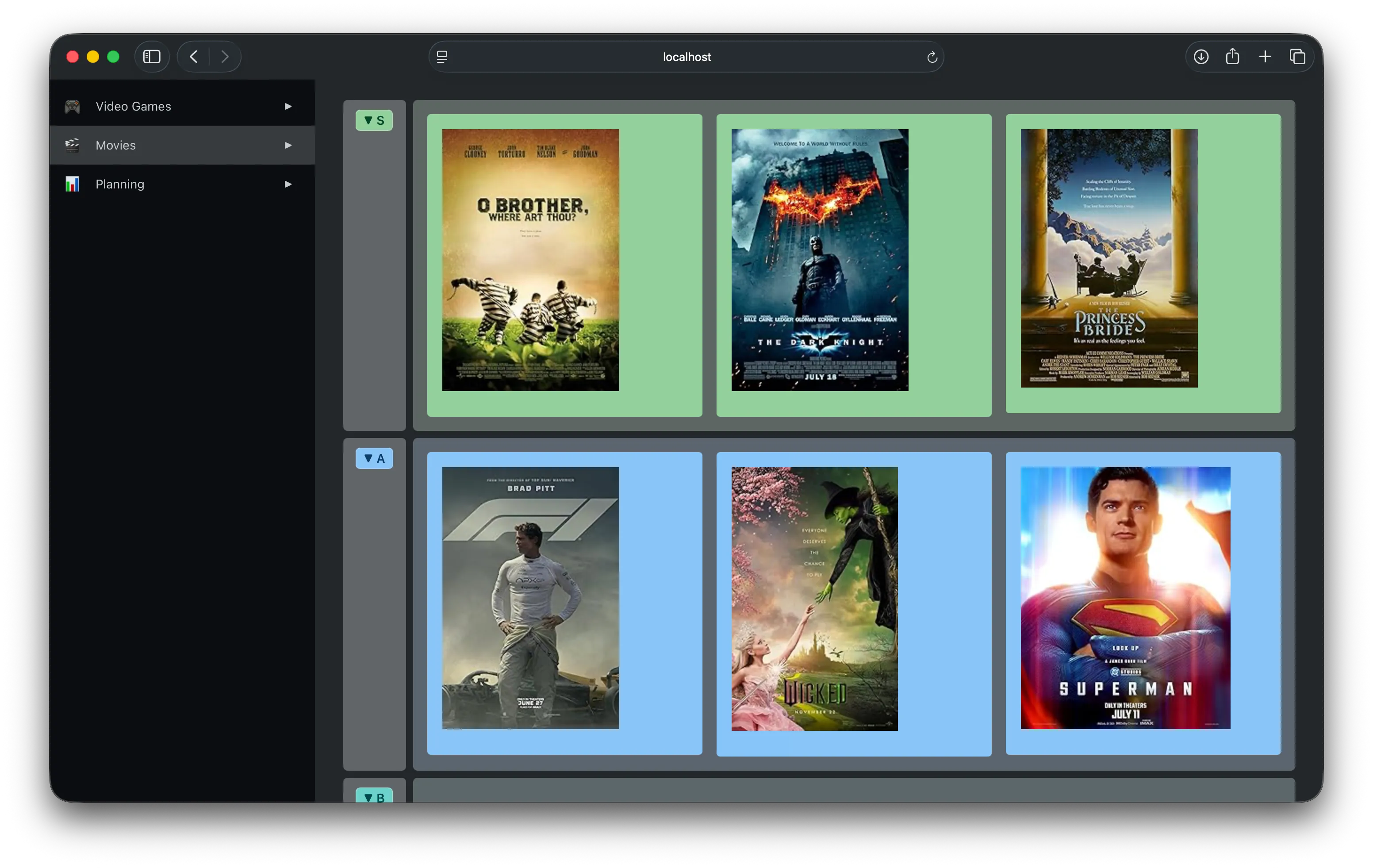 Movie ranking screenshot
